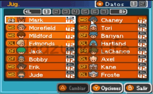 Inazuma Eleven 2 Debug Mode: Todos sus secretos al descubierto 2 Equipo por defecto en el modo debug de Inazuma Eleven 2
