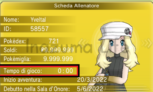Action Replay code to change play time in Pokémon X