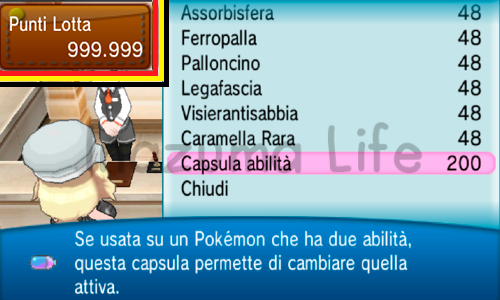 Get 999999 Battle Points to buy the Ability Capsule with this cheat in Pokémon Y