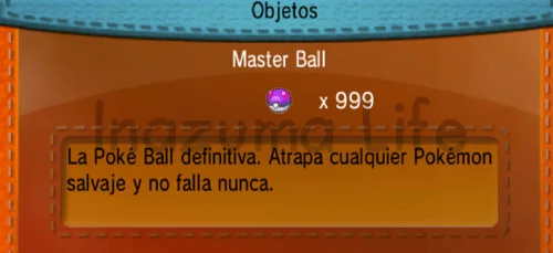 Cheats Pokemon X e Y (Citra & 3DS) 5 Master Ball ×999 dans le Sac après activation du code des objets infinis