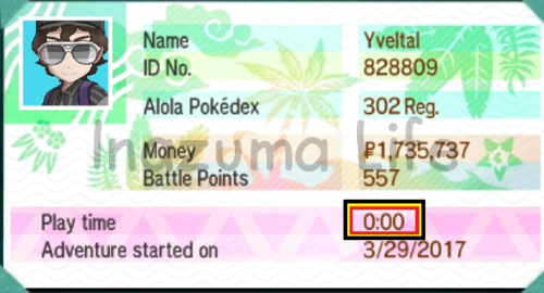 Cheats Pokemon Sol y Luna (3DS y Citra) 42 Código Action Replay para cambiar el tiempo jugado en Pokémon Luna