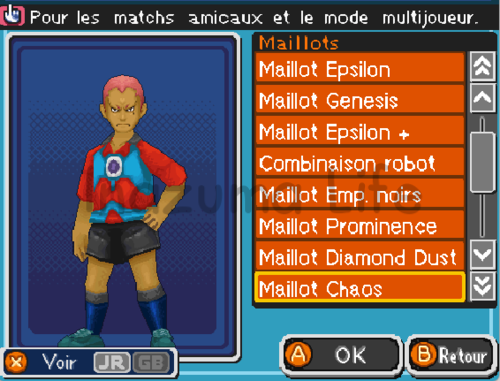 Trucos y Cheats Inazuma Eleven 2 Tormenta de Fuego y Ventisca Eterna 4 Kevin con el uniforme del Caos desbloqueado tras usar el cheat