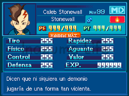 Caleb Stonewall siendo el mejor jugador del equipo con 999 PT y PE y con 255 puntos en cada estadística