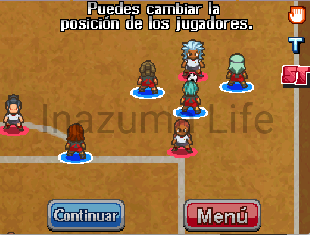 Cheats Inazuma Eleven 3 The Ogre (NDS), Bomber y Spark | Trucos para DraStic y Desmume 33 Jugadores posicionados junto al rival con el balón tras usar el cheat en un saque o falta en Inazuma Eleven 3