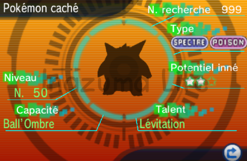 Cheats Pokémon Rubí Omega y Zafiro Alfa (3DS & Citra) 12 Immagine che mostra Gengar rilevato con il NaviDex