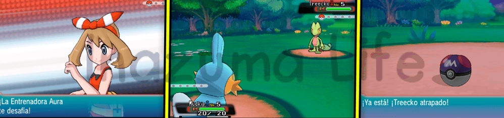 Cheats Pokémon Rubí Omega y Zafiro Alfa (3DS & Citra) 27 オメガルビー用アクションリプレイコード:トレーナーのポケモンを捕まえる—今回はハルカのキモリ