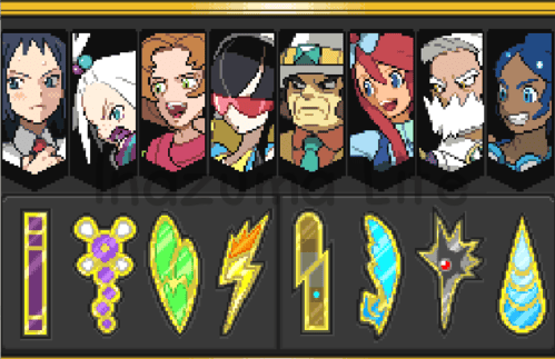 Cheats Pokémon Negro 2 y Blanco 2 | Trucos para DraStic y Desmume 8 Unova Badge Case with 8 badges obtained automatically after activating the cheat in Pokémon Black 2 and White 2