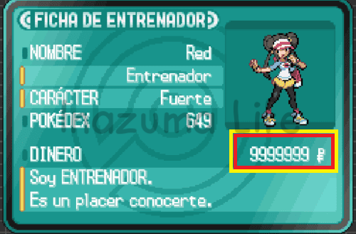 Cheats Pokémon Negro 2 y Blanco 2 | Trucos para DraStic y Desmume 1 Rosa on the Trainer Card with 9,999,999 Poké Dollars after activating the infinite money code (B2W2)