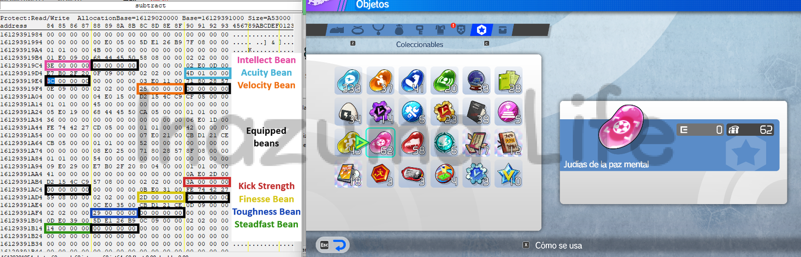 Todas las judías de Inazuma Eleven Victory Road ubicadas en memoria gracias a Cheat Engine