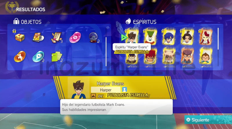 Espíritu de Harper Evans (futbolista estrella) obtenido al jugar vs Raimon de Victory Road en el Modo Competición tras finalizar la historia