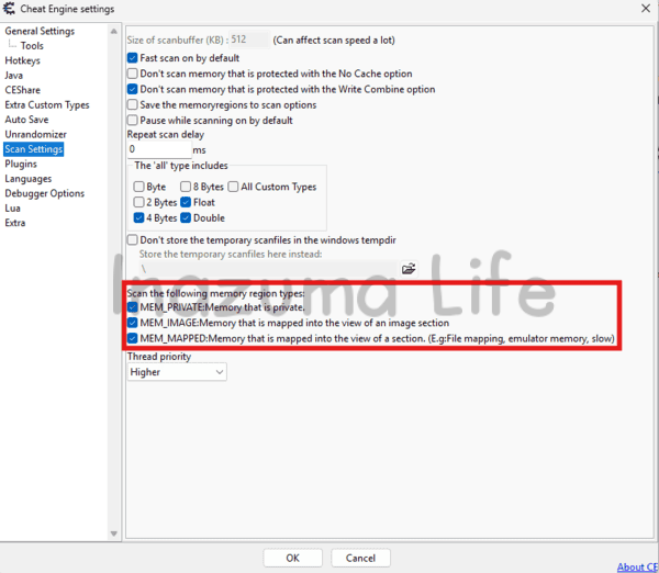 Configuración para que el Cheat Engine sea capaz de encontrar valores en emuladores de Nintendo Switch