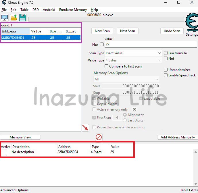 Cómo conseguir Estrellas de Vínculo Infinitas en Inazuma Eleven Victory Road (Guía Cheat Engine) 6 Value copied to the bottom of Cheat Engine, from where we can modify it