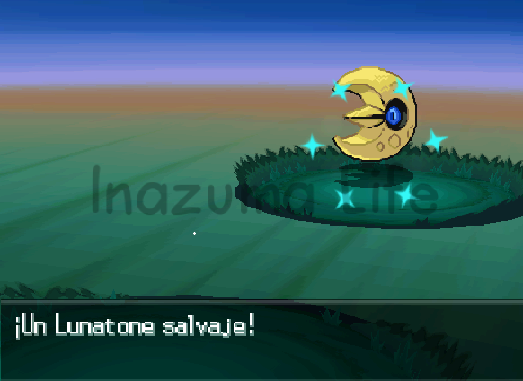 Lunatone salvaje shiny tras usar el cheat en Pokémon Blanco 2