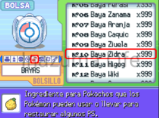 Inventario con Baya Zidra x999: todas las bayas desbloqueadas tras activar el código