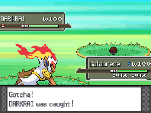 Darkrai a nivel 100 y a tope de vida capturado con una simple Poké Ball