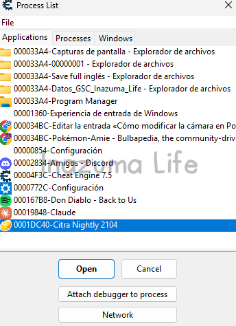 Citra seleccionado como proceso principal
